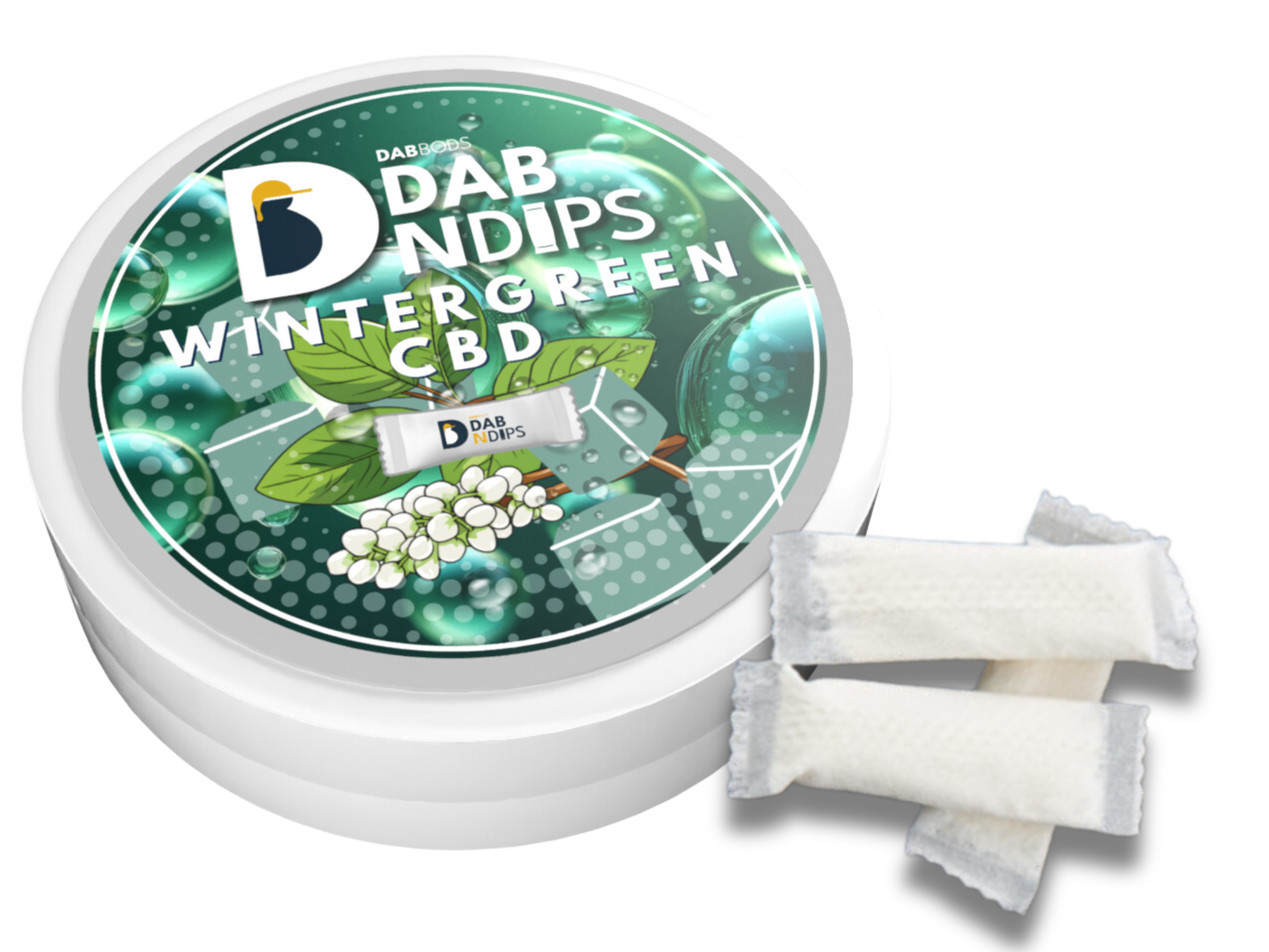 Wintergreen CBD Dab N Dips container with the Dab N Dips Pouches